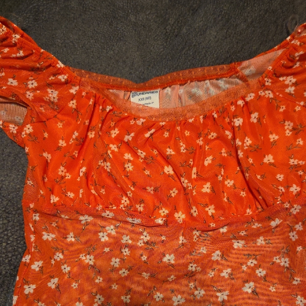 No Boundaries Orange Floral Off-Shoulder Camisole